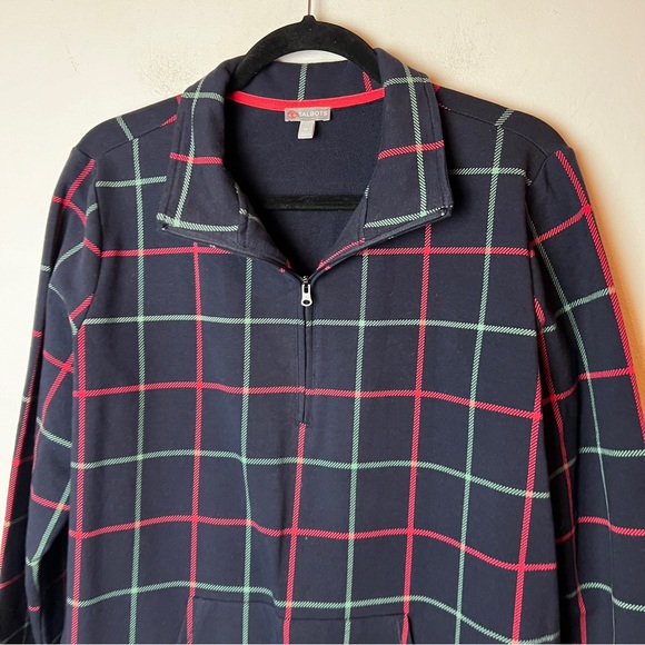 SZ 1XL Talbots Striped Half Zip Pullover Navy Blue Pink and Green Lines - Picture 2 of 7
